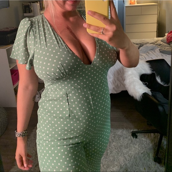 Row A Pants - ADORABLE Low cut open back polka dot jumpsuit